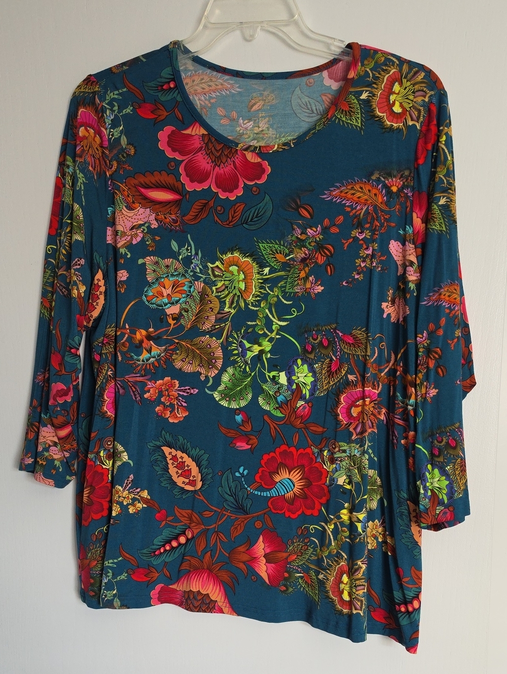 Blue Sky Teal Floral Top - Size 2X